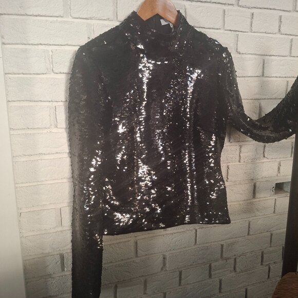 FRAME Black Sequin Turtleneck - Picture 1 of 3
